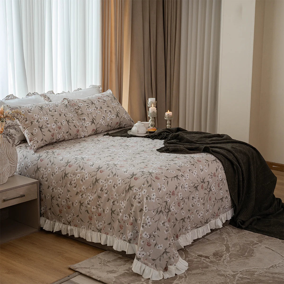 Blossom Vine Ruffle Cotton Sheet Set