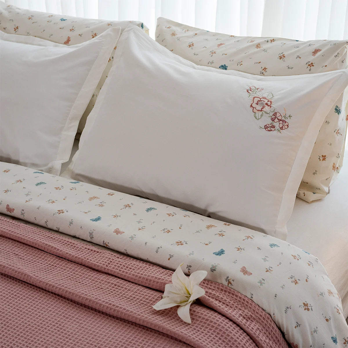 Butterfly Floral Cotton Bedding Set