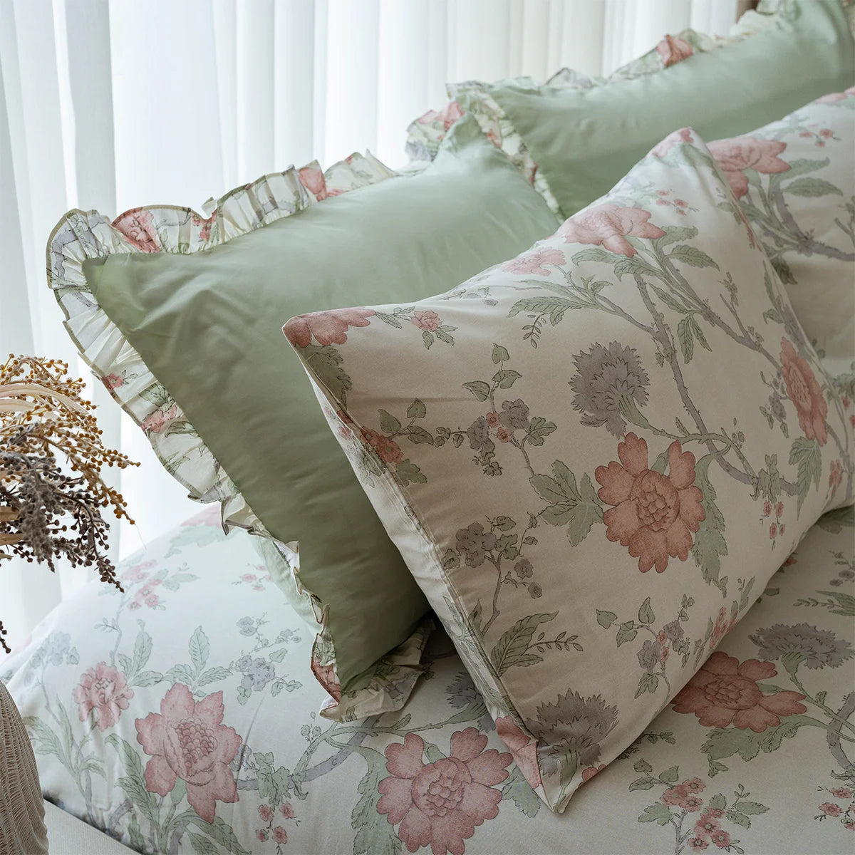 Chintz Floral Ruffle Cotton Sheet Set