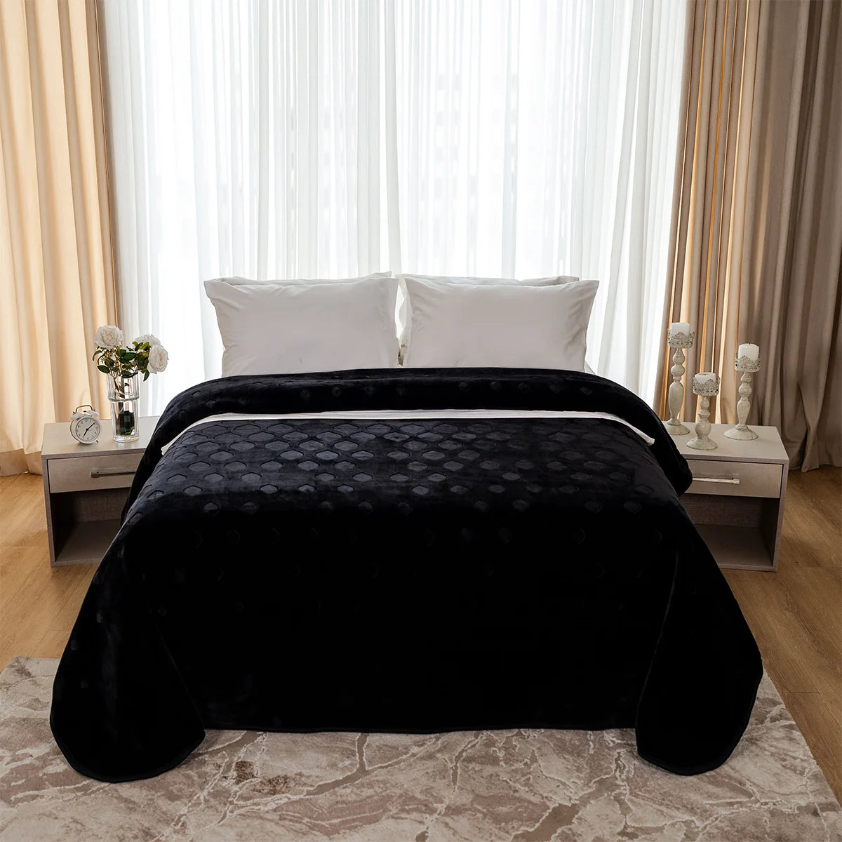 Embossed Honeycomb Velvet Blanket