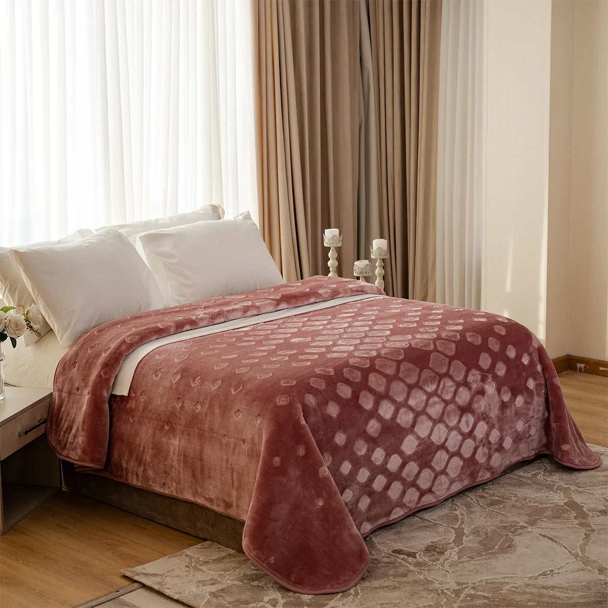 Embossed Honeycomb Velvet Blanket