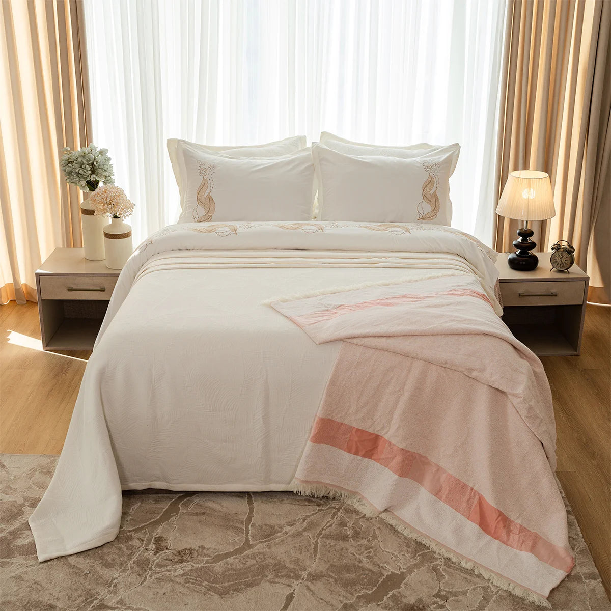Feather Embroidered Bedding Set