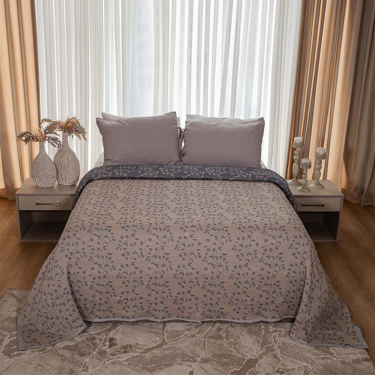 Floral Vine Cotton Coverlet