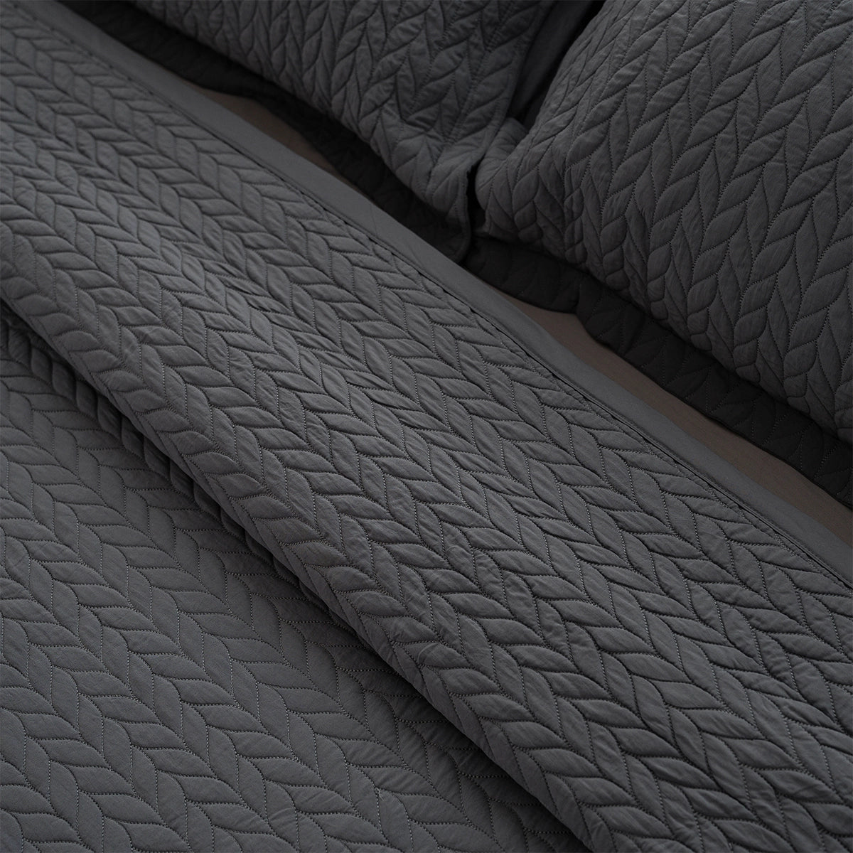 Herringbone Quilted Cotton Coverlet