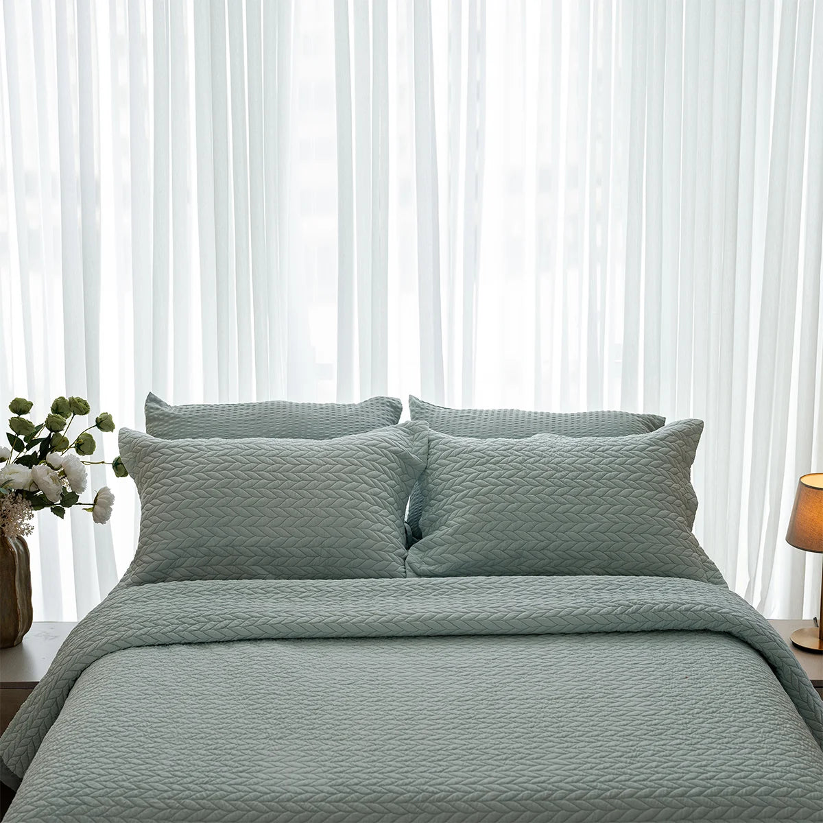 Herringbone Quilted Cotton Coverlet