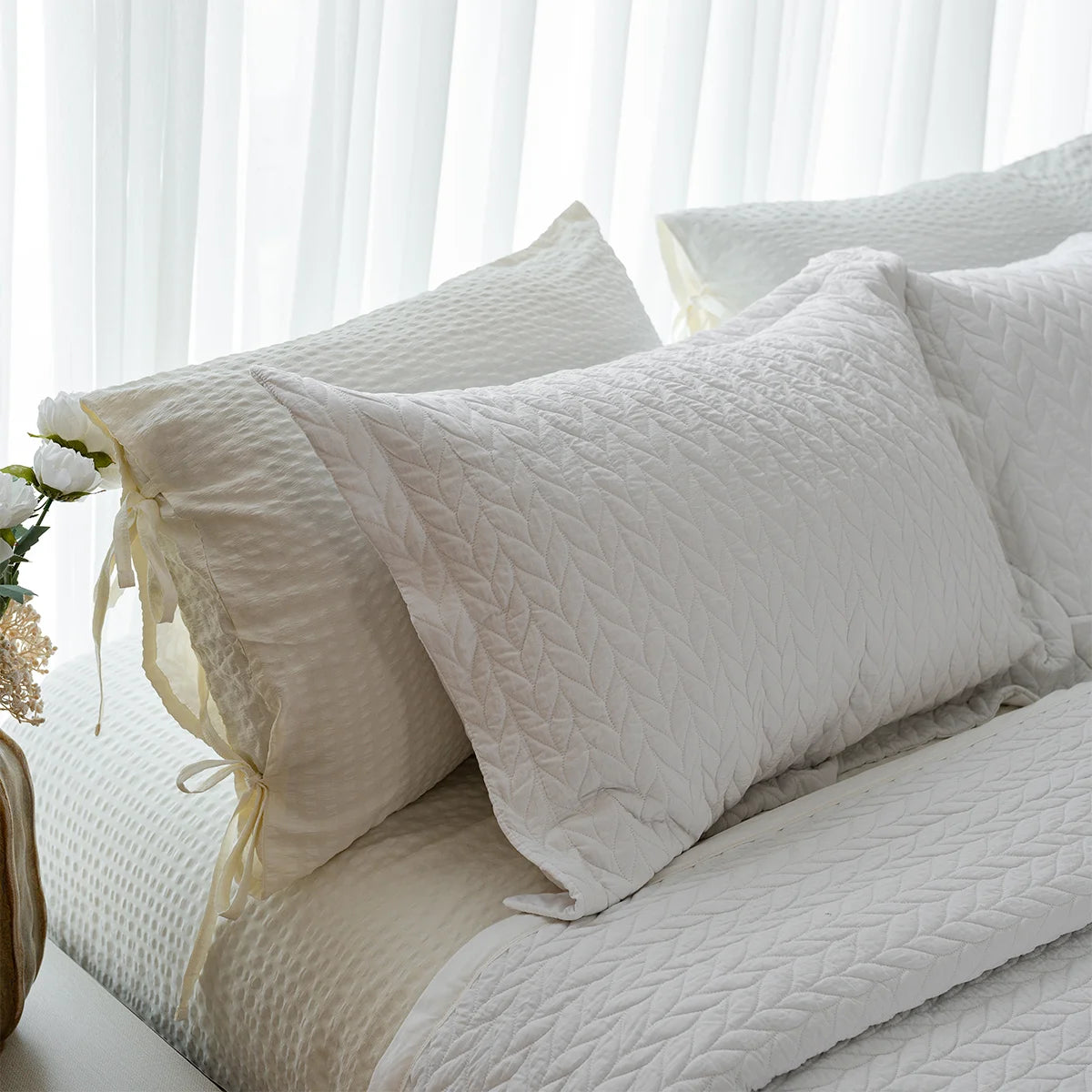 Herringbone Quilted Cotton Coverlet