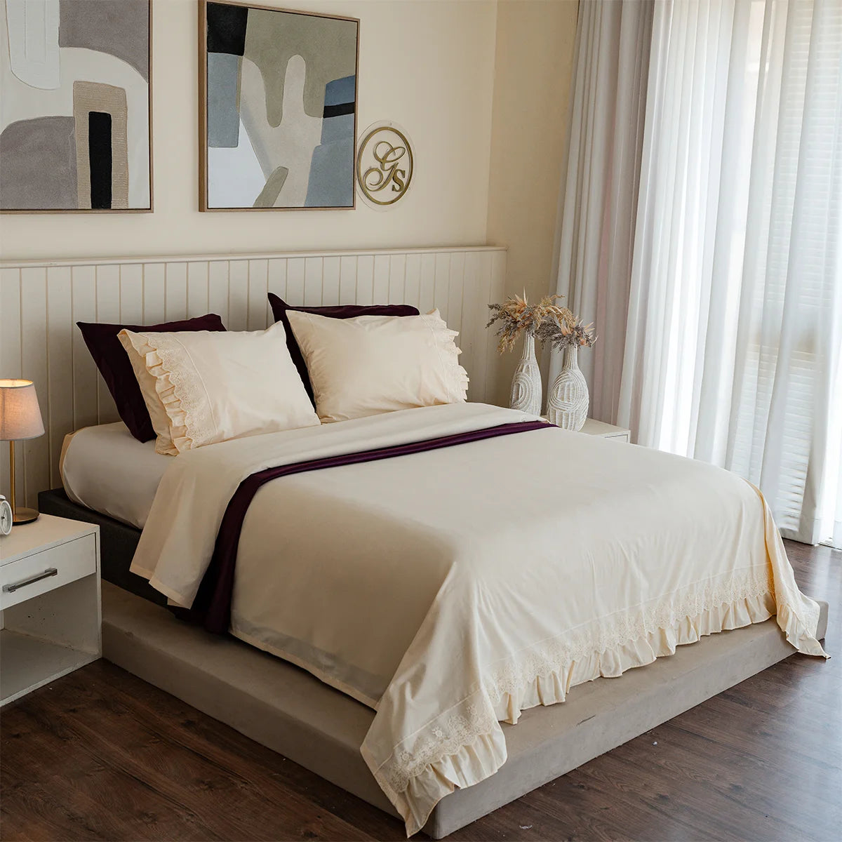 Lace Trim Cotton Sheet Set