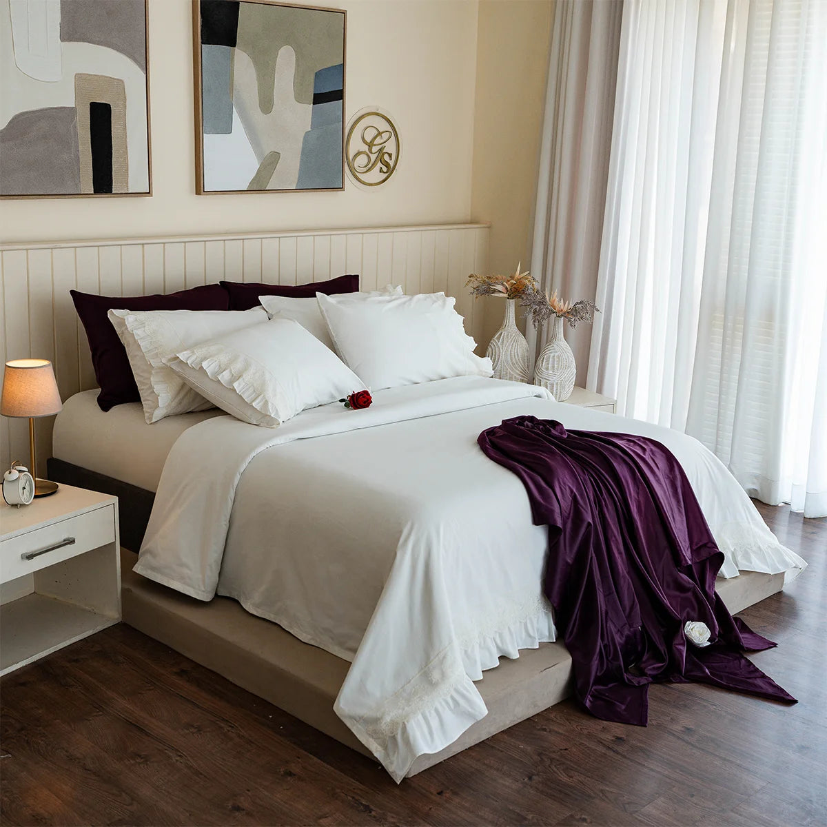 Lace Trim Cotton Sheet Set