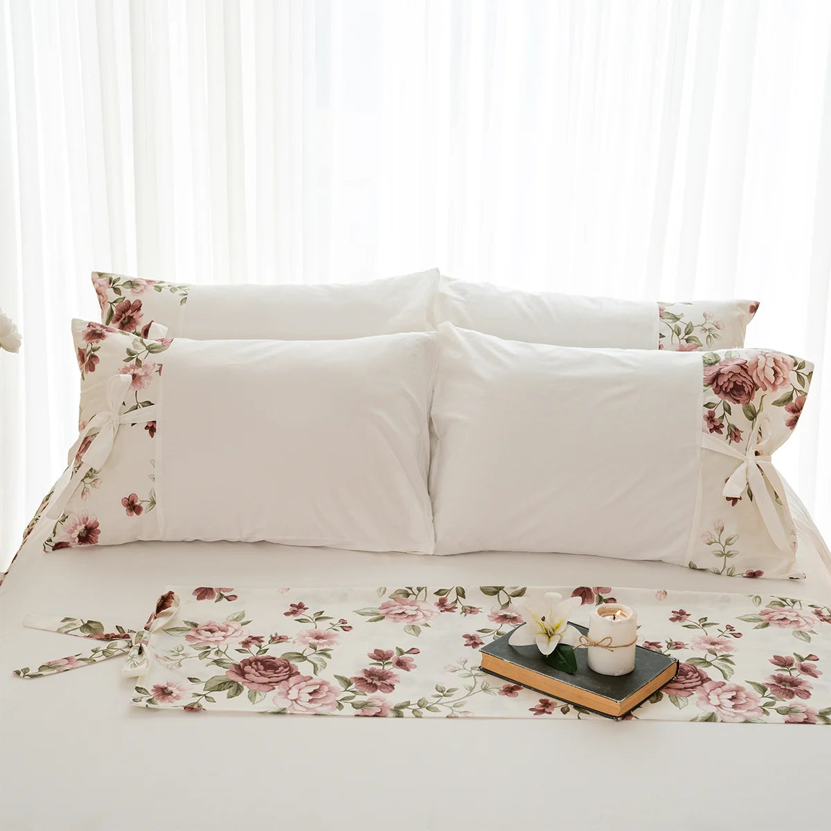 Peony Bow-Tie Cotton Fitted Sheet