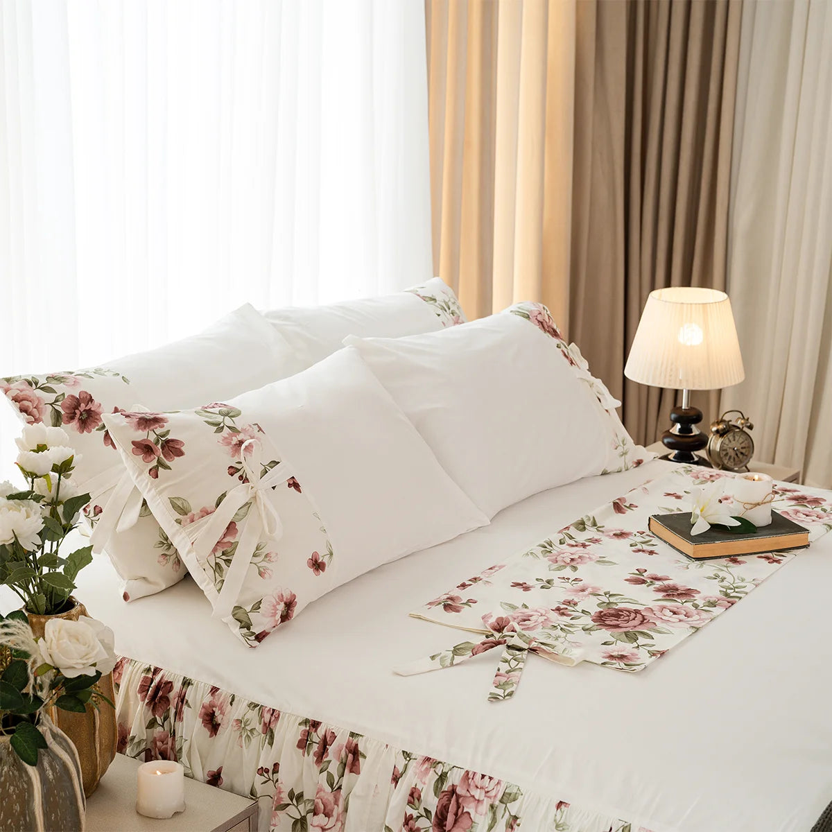 Peony Bow-Tie Cotton Fitted Sheet