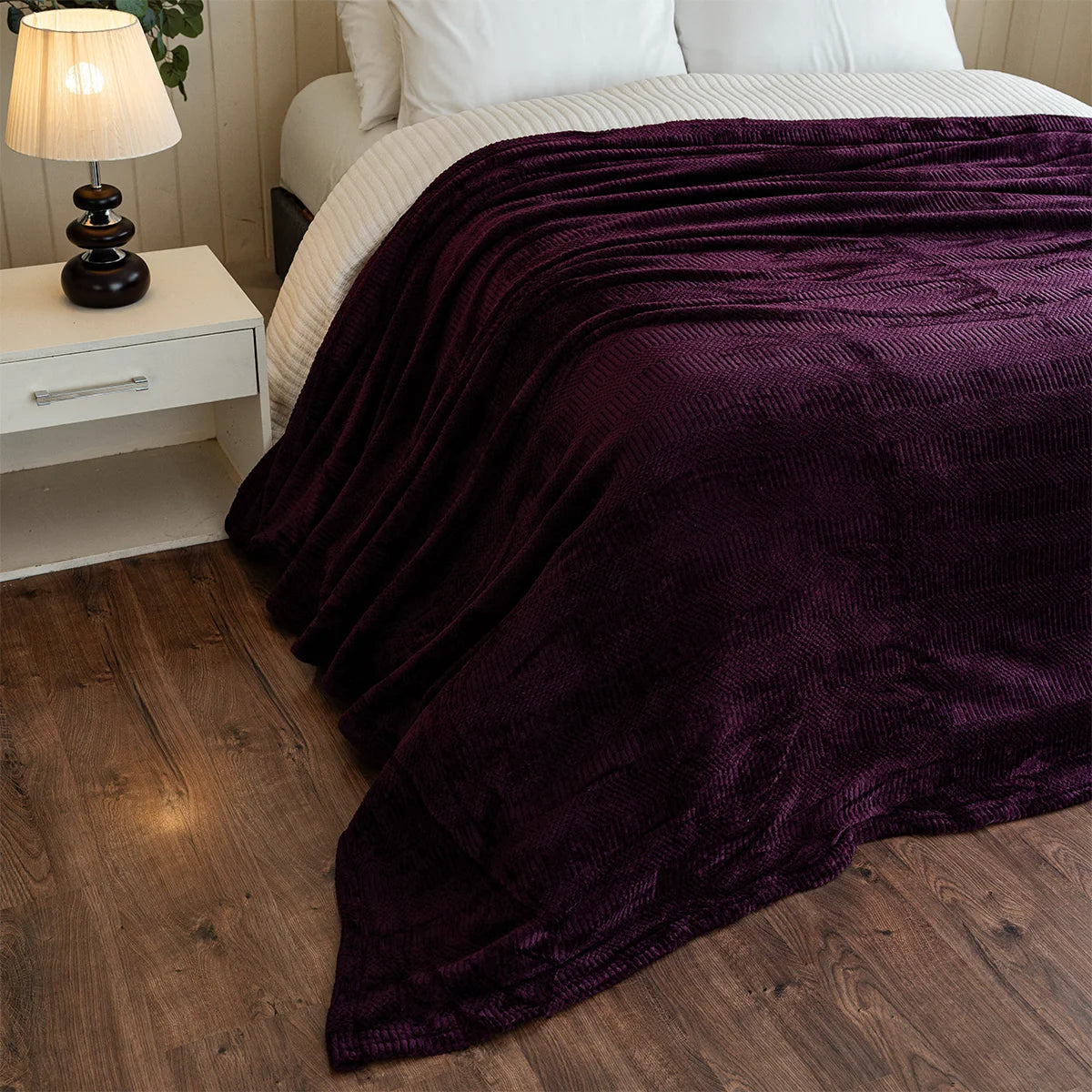 Textured Velvet Bed Throw