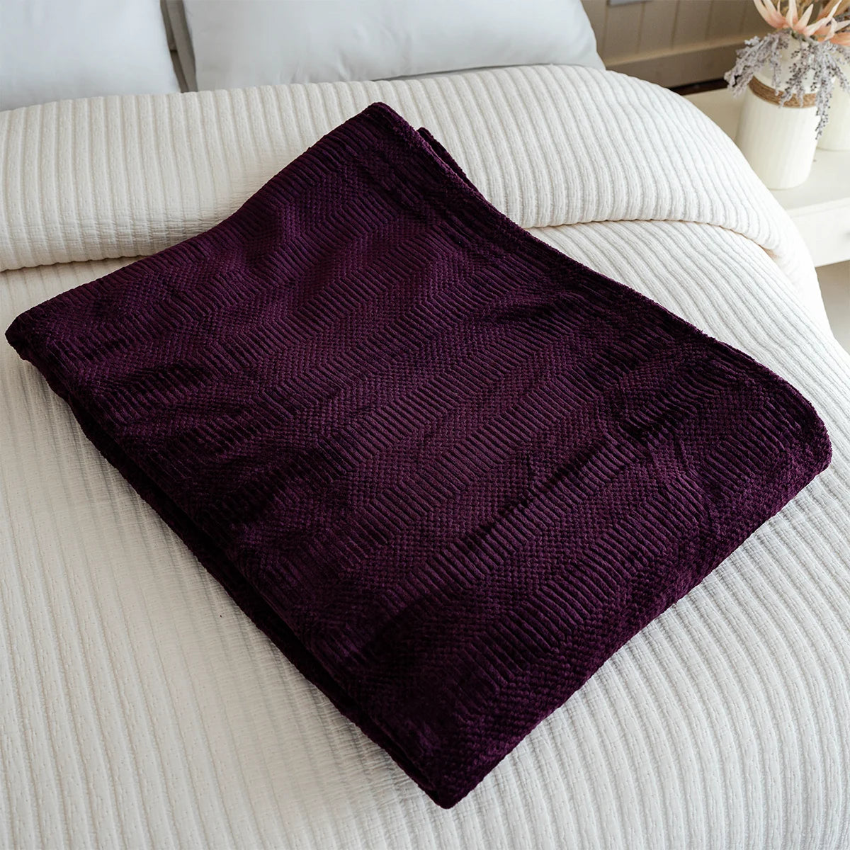 Textured Velvet Bed Throw