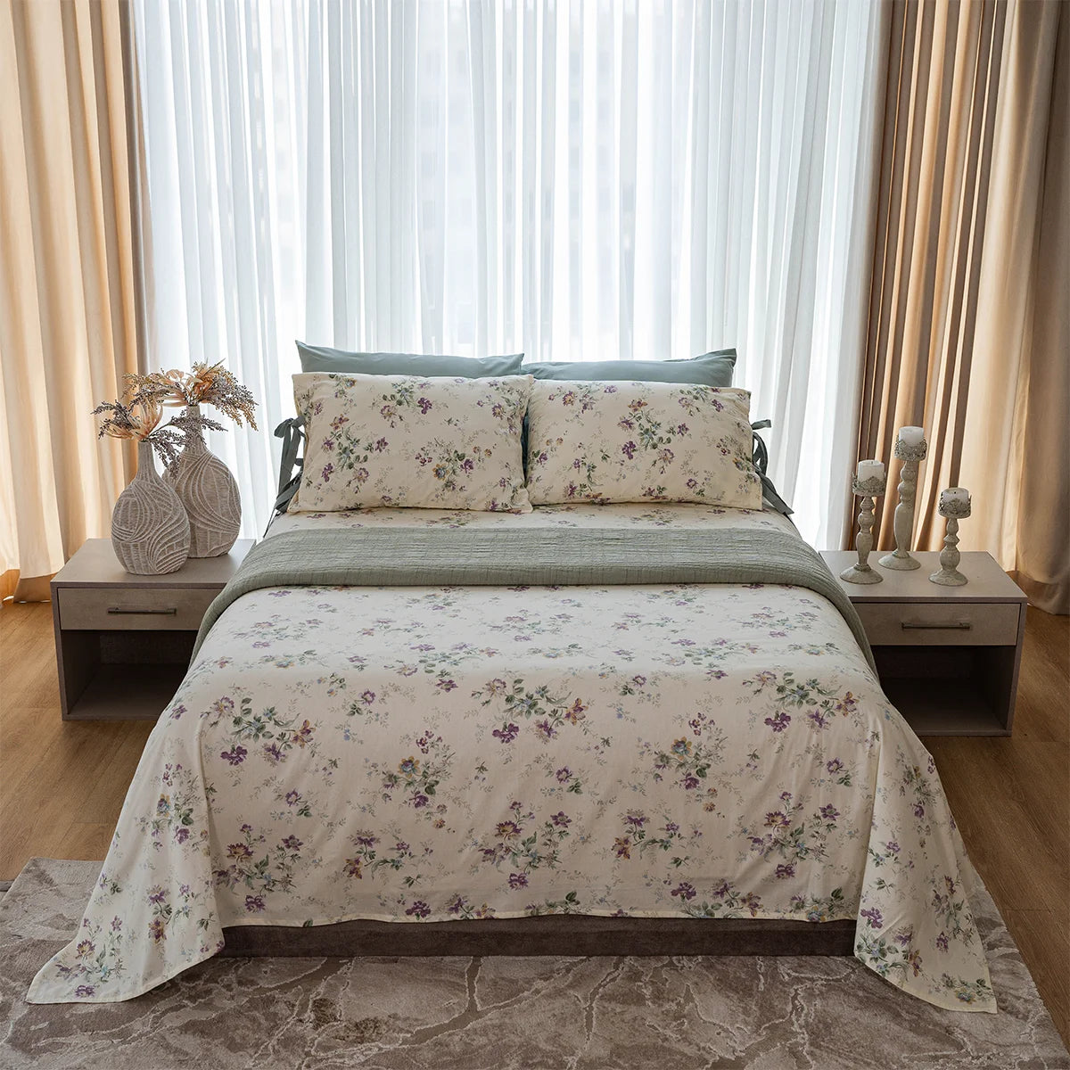 Wildflower Bow-Tie Cotton Sheet Set