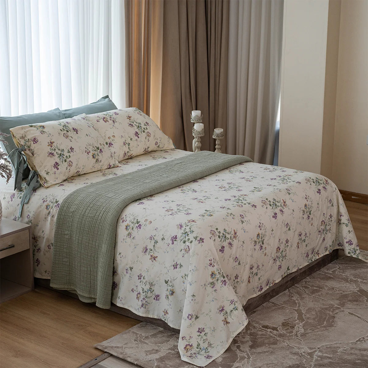 Wildflower Bow-Tie Cotton Sheet Set
