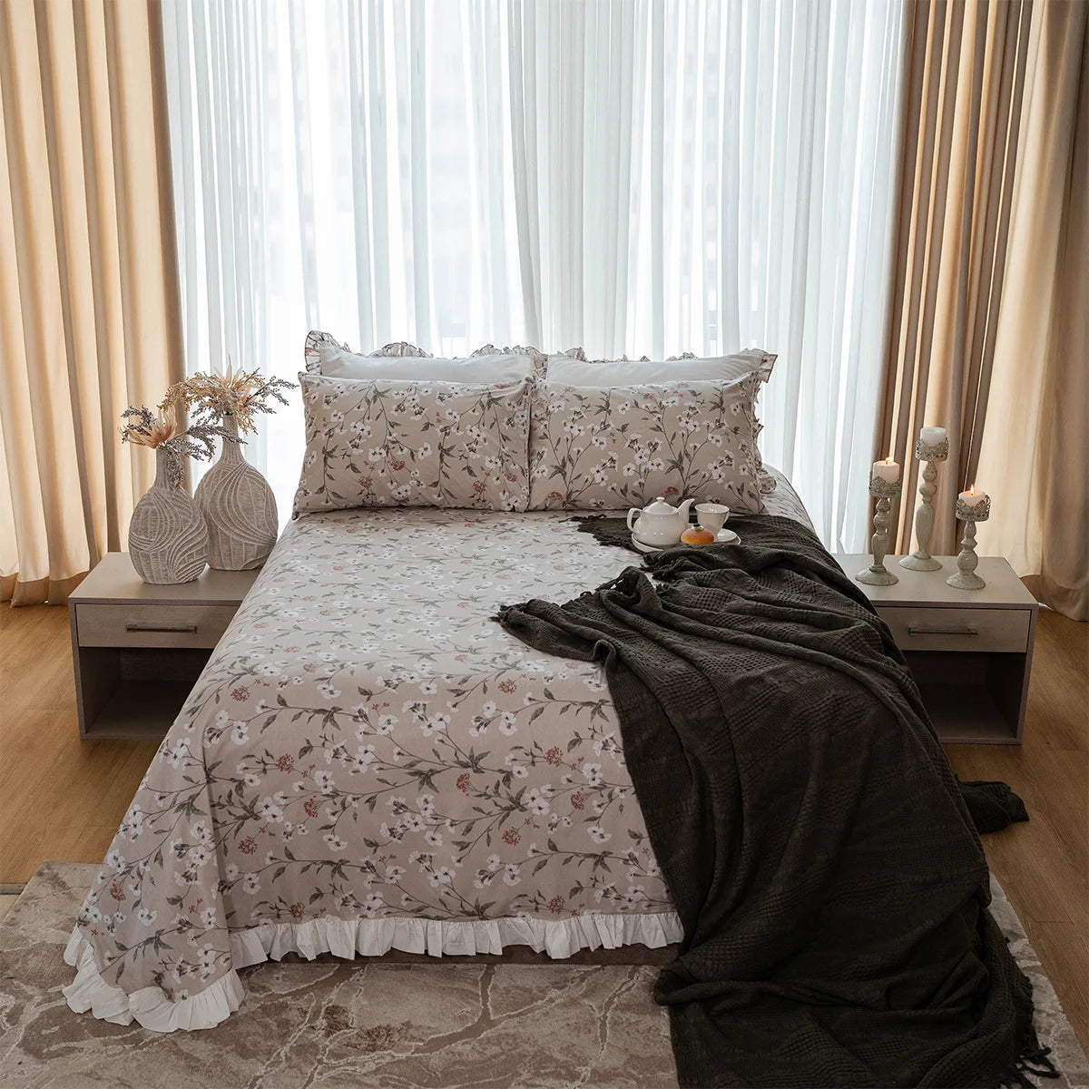 Blossom Vine Ruffle Cotton Sheet Set