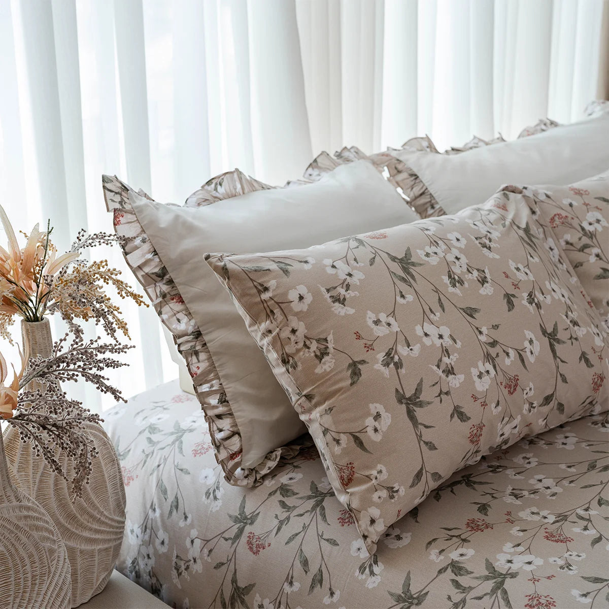 Blossom Vine Ruffle Cotton Sheet Set
