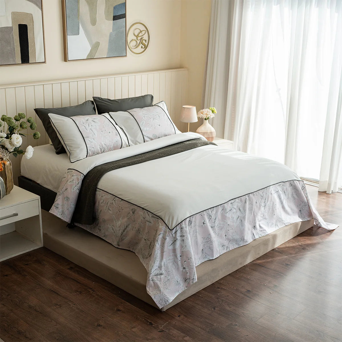 Botanical Bordered Cotton Sheet Set