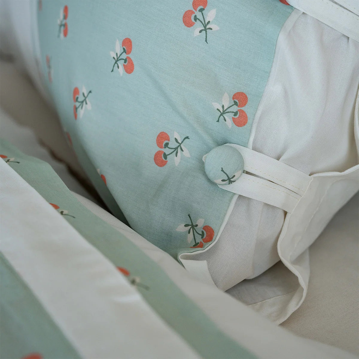 Cherry Print Bow-Tie Cotton Sheet Set