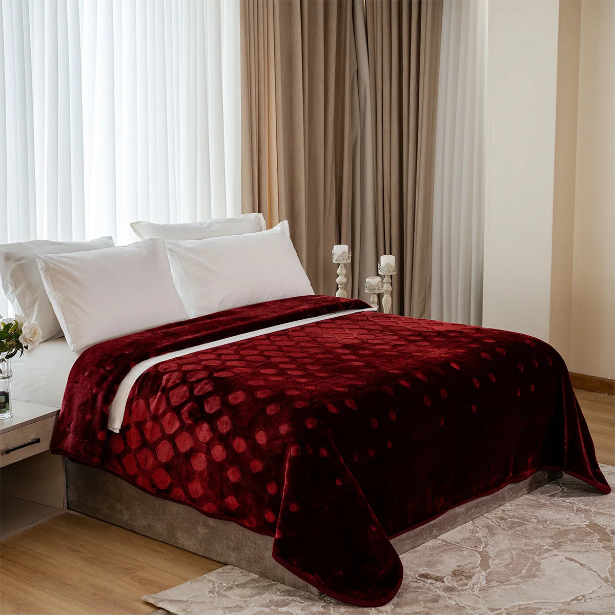 Embossed Honeycomb Velvet Blanket
