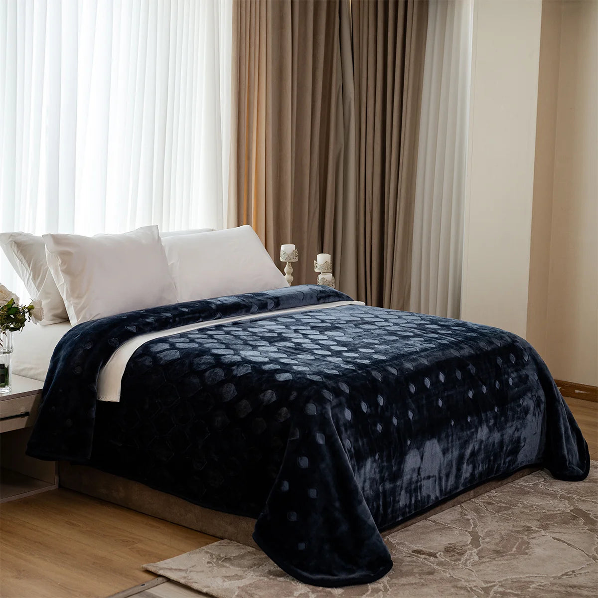 Embossed Honeycomb Velvet Blanket