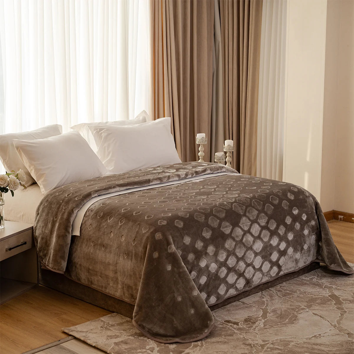 Embossed Honeycomb Velvet Blanket