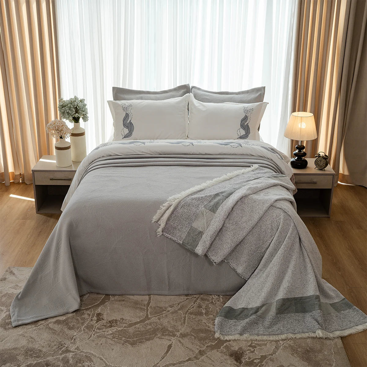 Feather Embroidered Bedding Set