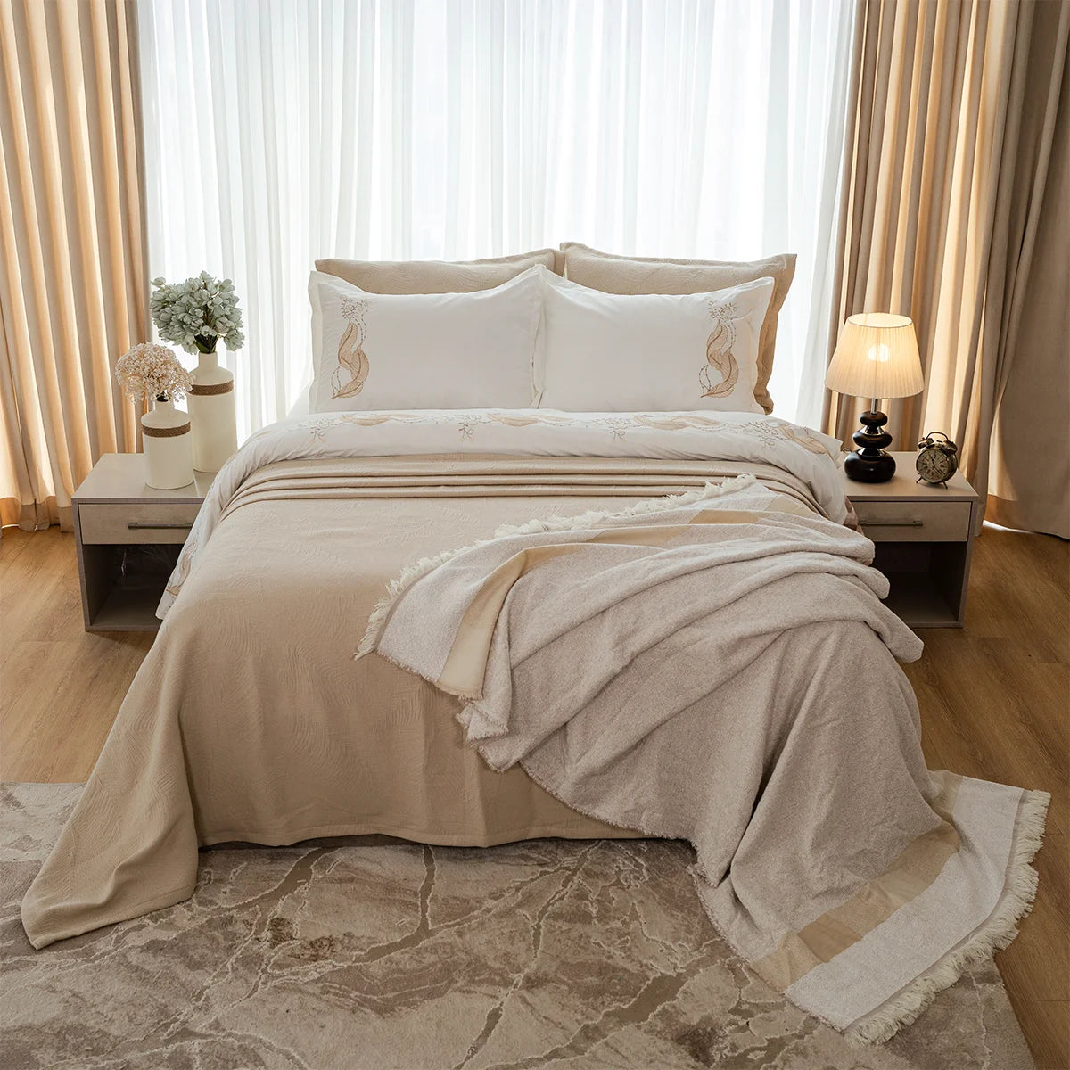 Feather Embroidered Bedding Set