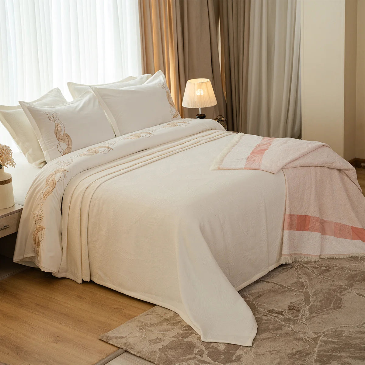 Feather Embroidered Bedding Set
