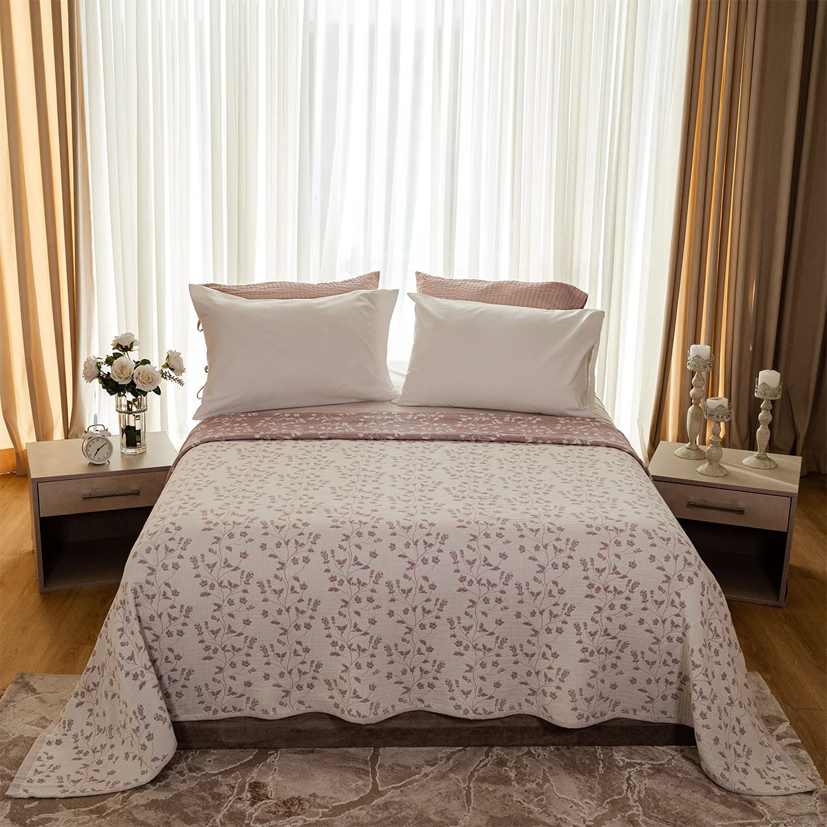 Floral Vine Cotton Coverlet