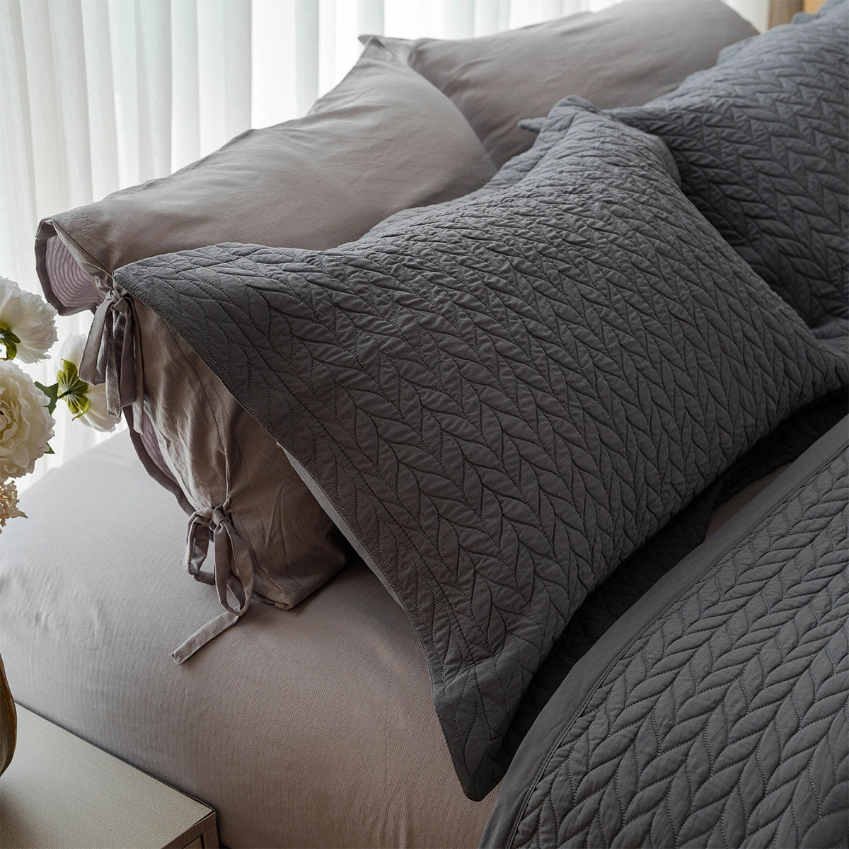 Herringbone Quilted Cotton Coverlet
