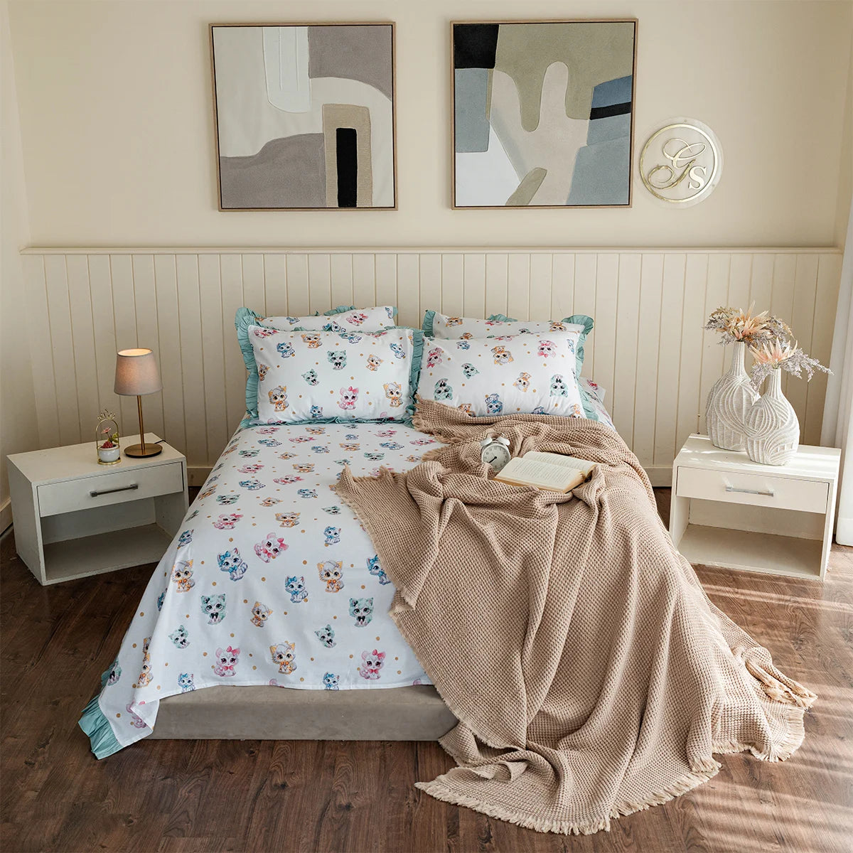 Kitten Print Cotton Kids Sheet Set