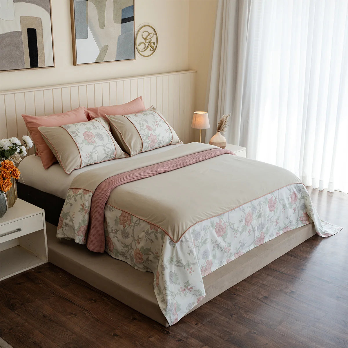 Peony Bordered Cotton Sheet Set