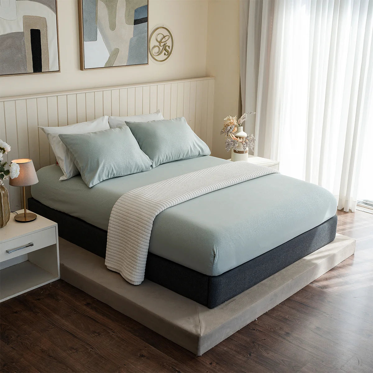Vine Jacquard Cotton Fitted Sheet
