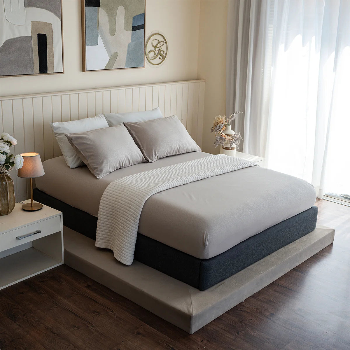 Vine Jacquard Cotton Fitted Sheet