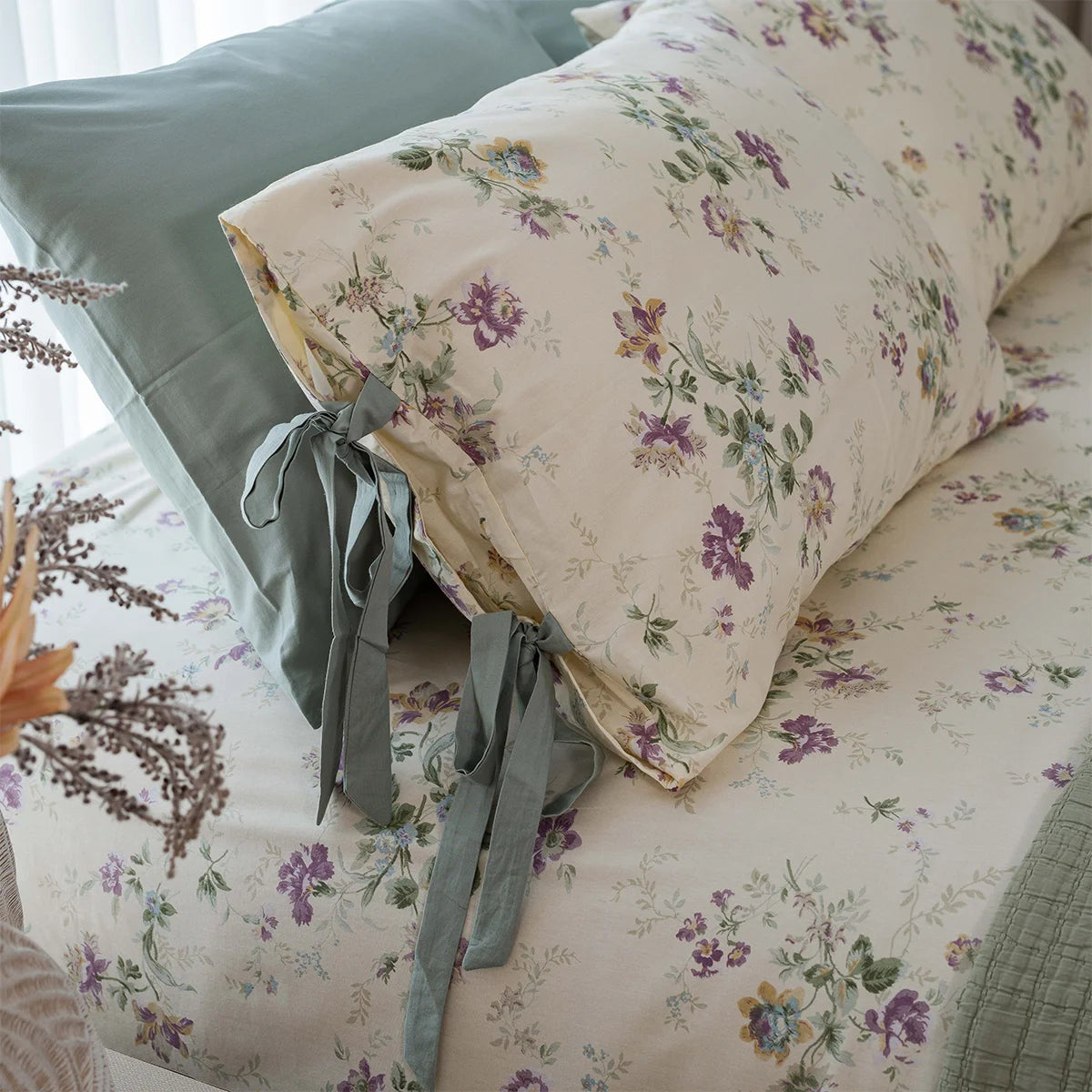 Wildflower Bow-Tie Cotton Sheet Set